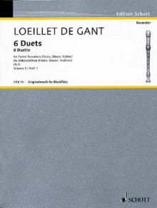 Loeillet de Gant J.b. 6 Duos Vol 2 Flutes A Bec Alto OU 2 Violons OU 2 Hautbois OU 2 Flutes