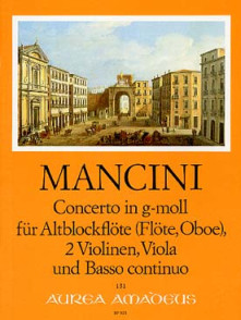 Mancini F. Concerto Xiv Sol Mineur Quintette Flute A Bec Alto et Cordes