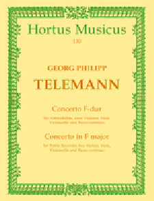 Telemann G.p. Concerto FA Majeur Flute Alto, Cordes