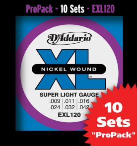 Pack de 10 Jeux de Cordes D'addario Regular 10 Jeux Super Light EXL120-10