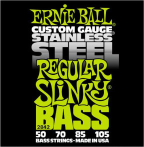 Jeu de Cordes Basse Ernie Ball 2842 Custom Gauge Stainless Steel Regular Slinky Bass 50-105