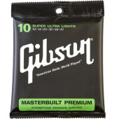 Jeu de Cordes Acoustique Gibson SAG-MB10 10/47 Masterbuilt Premium Super Ultra Light