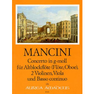 Mancini F. Concerto Xiv Sol Mineur Quintette Flute A Bec Alto et Cordes