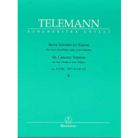 Telemann G.p. 6 Sonates en Canon OP 5 Vol 2 Flutes OU Violons