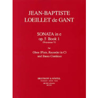 Loeillet de Gant J.b. Sonata OP 5/1 Flute A Bec